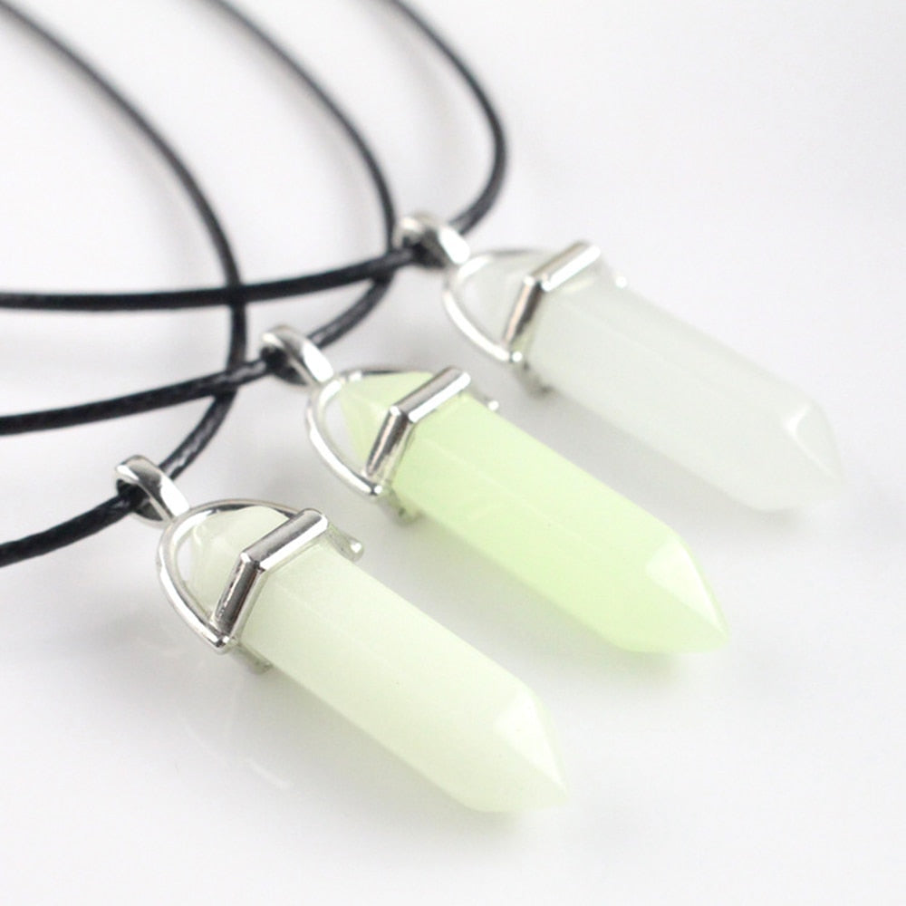 Luminous Stone Fluorescent Hexagonal Column Necklace