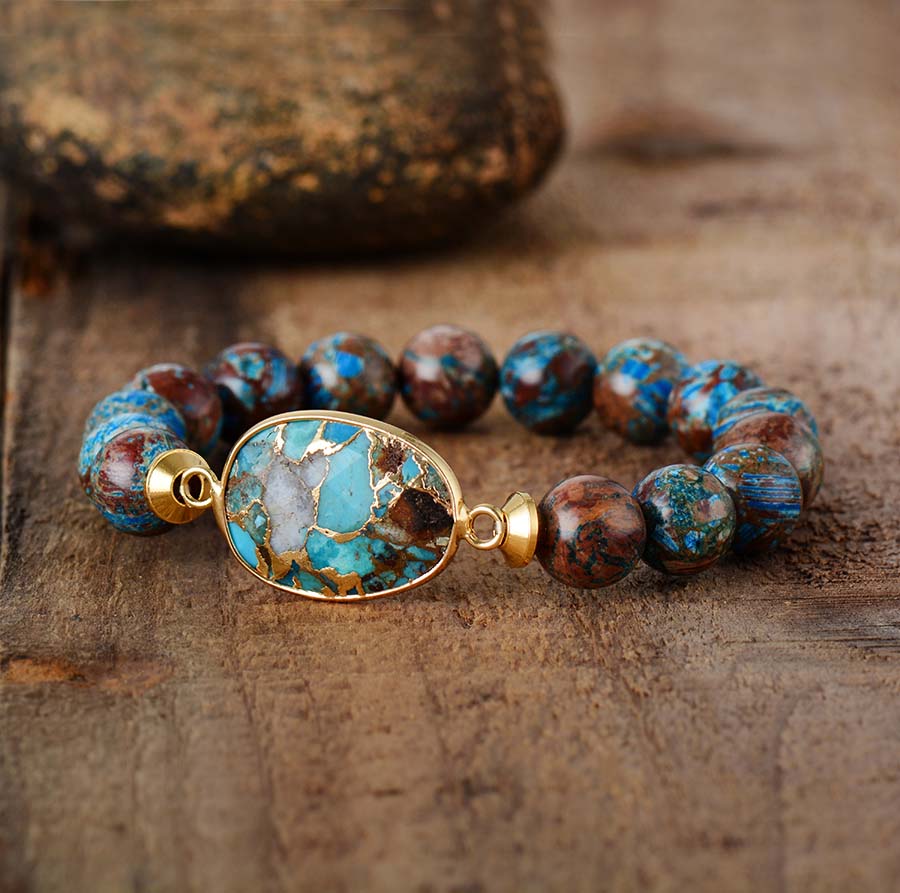 Bronzite Stone Tibetan Beads Women Stretchy Bracelets