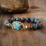 Bronzite Stone Tibetan Beads Women Stretchy Bracelets