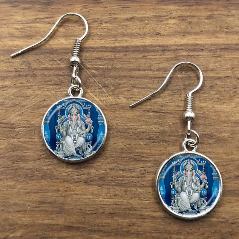 God of Fortune Pendant Hindu Elephant Earrings