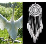 DreamCatcher Hanging White Lace Flower Feather Home and Car Decoration