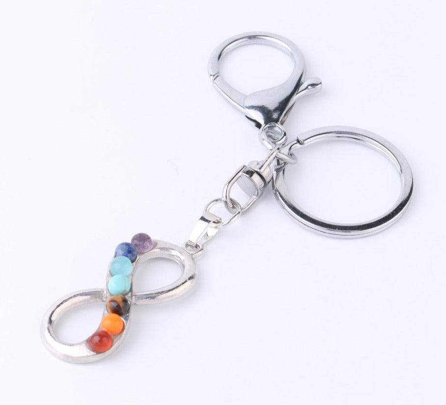 Reiki 7 Chakra Stones Keychain Tree of Life