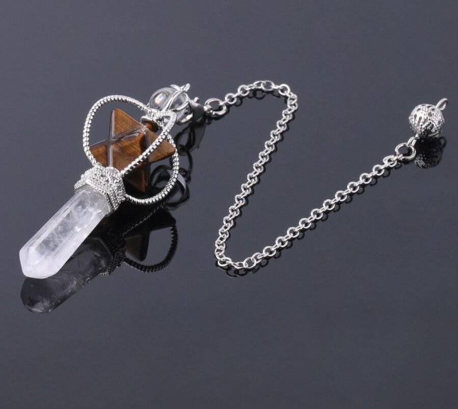 Dowsing Pendulum Quartz Natural Stone Crystal Pink Reiki Healing Pendula Pendant