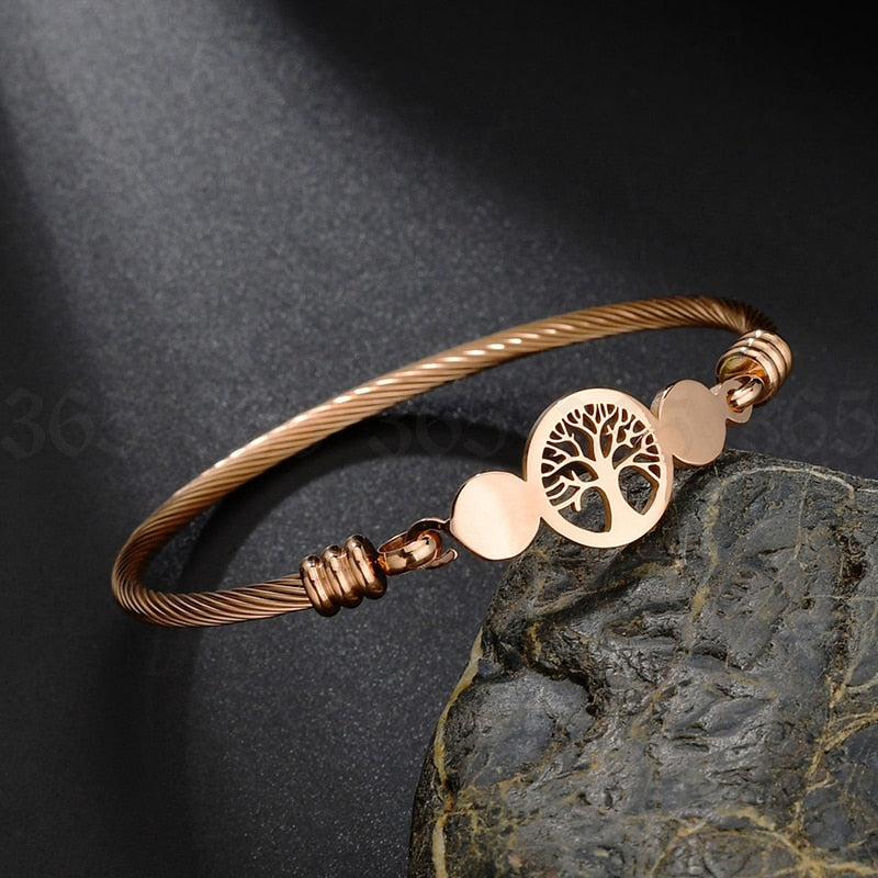 Charm Stainless Steel Hollow Tree of Life Bracelets