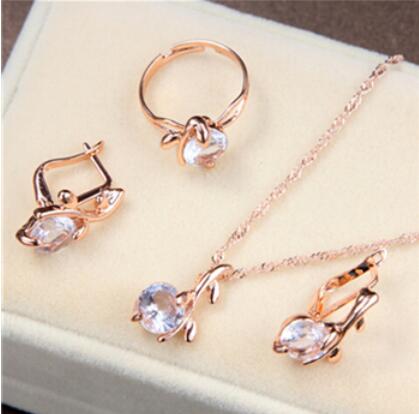 bridal gold color necklace earrings Ring