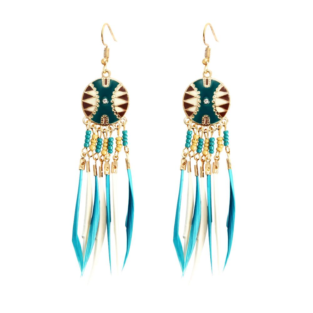 Feather Style Ethnic Boho Big Dangle Earring