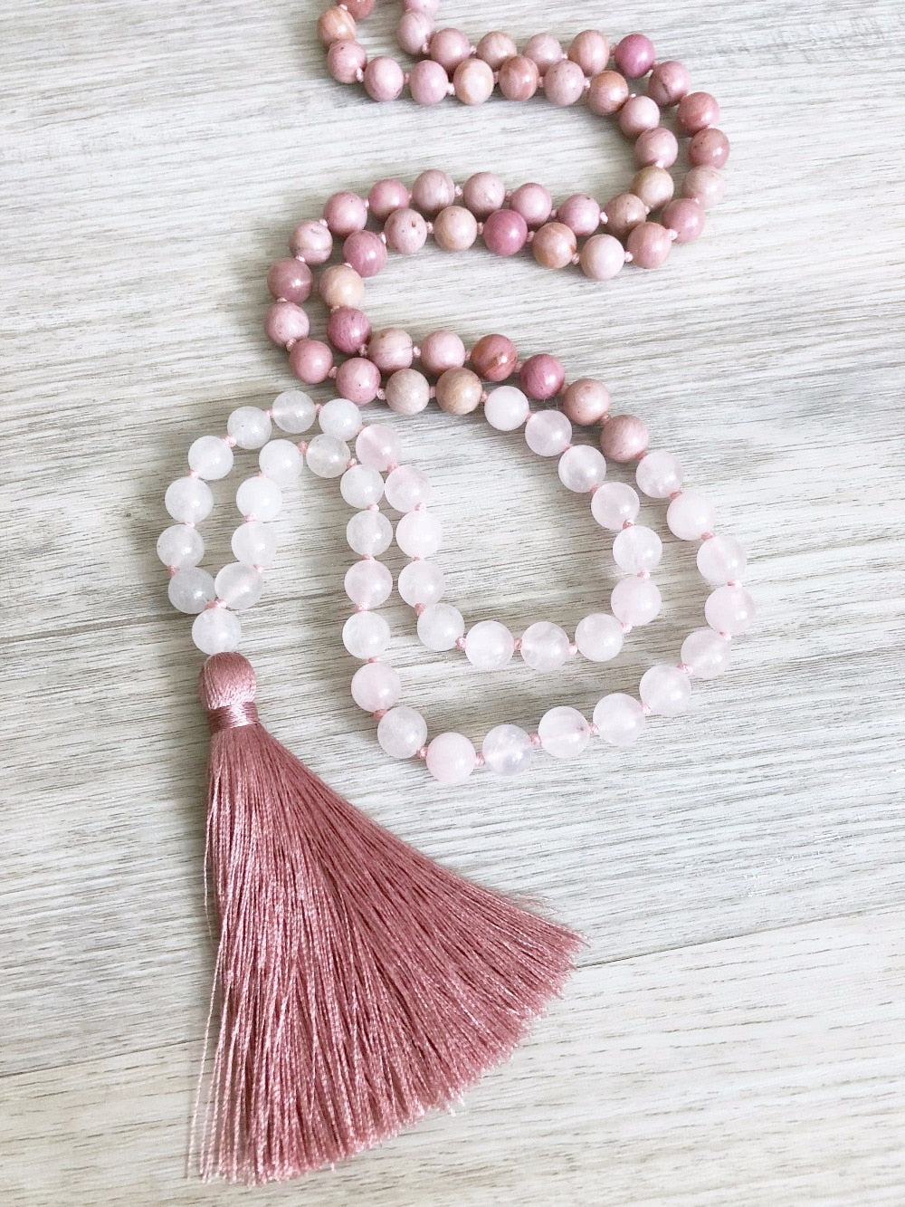 Rose Quartz Necklace 108 Mala Beads Necklace