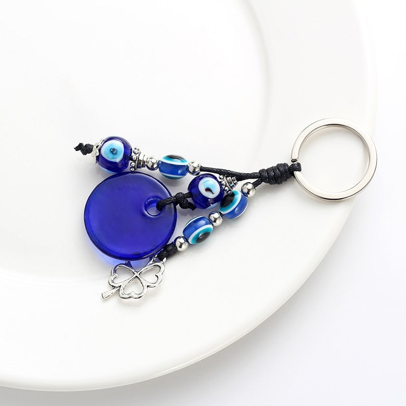 Evil Eye Fashion Alloy Clover Shape Charm Keychain