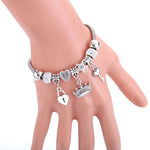 Antique Original Crown key lock Shape 6 colors Charm Bracelets