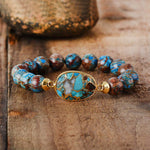 Bronzite Stone Tibetan Beads Women Stretchy Bracelets