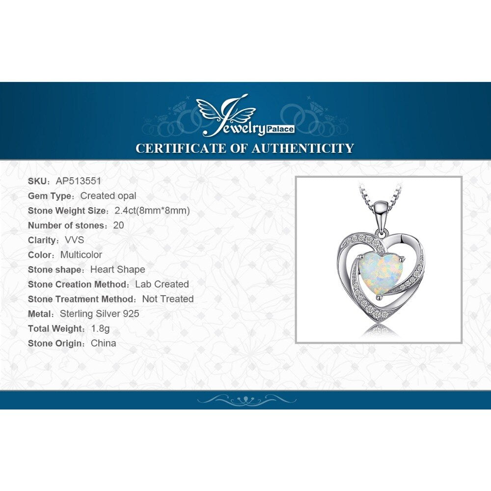 Heart Created Opal Pendant Necklace