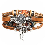 Leaf Feather Multilayer Leather Bracelet