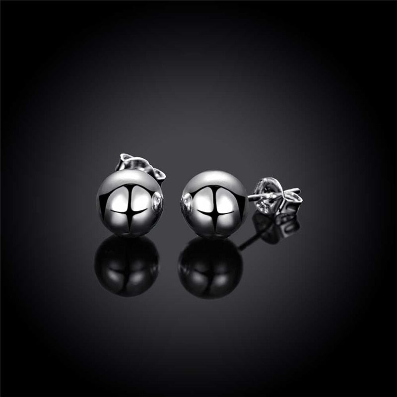 Round Smooth Solid Bead Ball Stud Earrings