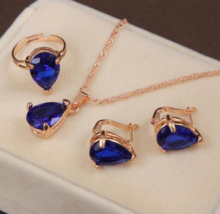 bridal gold color necklace earrings Ring