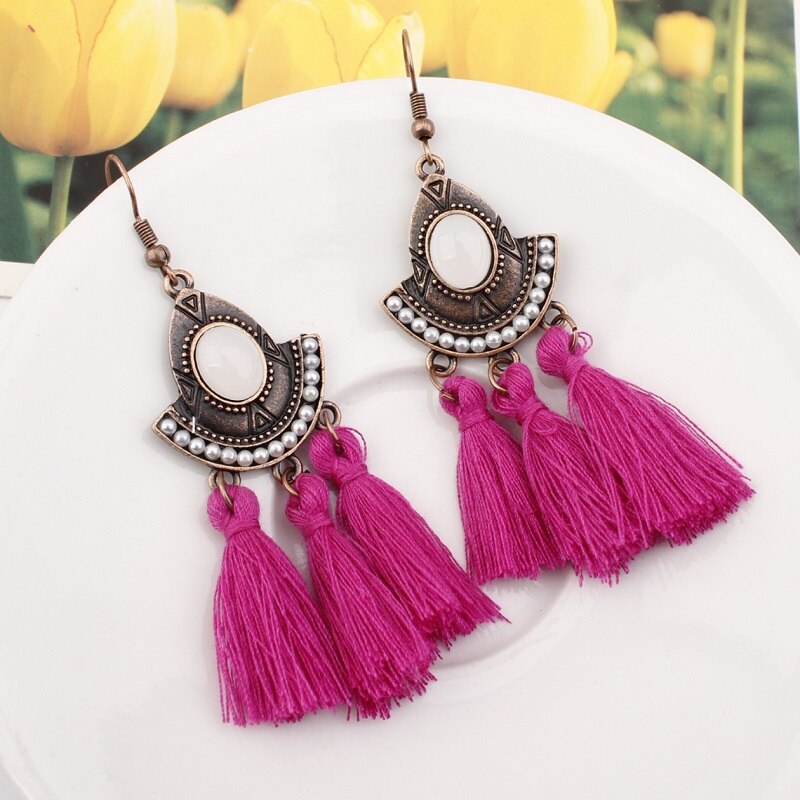 Tassel Earrings  Women Long Fringe Drop Earrings