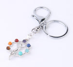 Reiki 7 Chakra Stones Keychain Tree of Life
