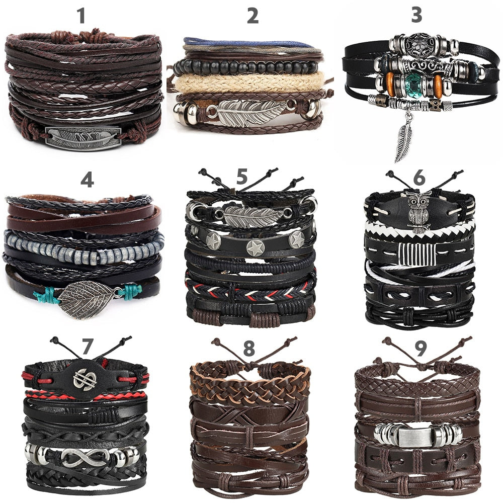 Leaf Feather Multilayer Leather Bracelet