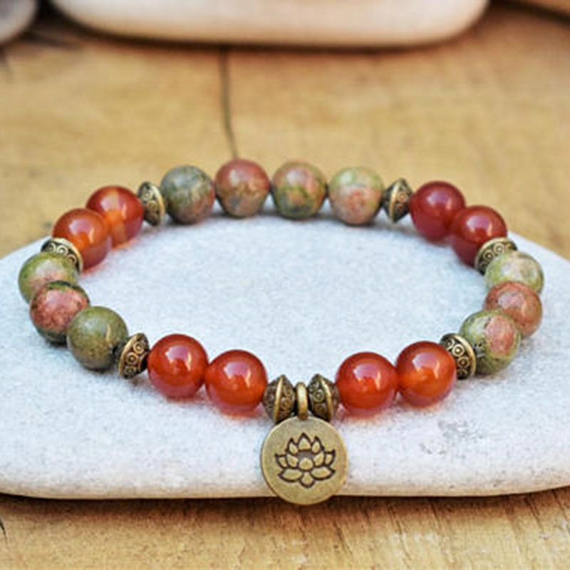 Lotus Wrist Mala Healing Crystal Lotus Bracelet