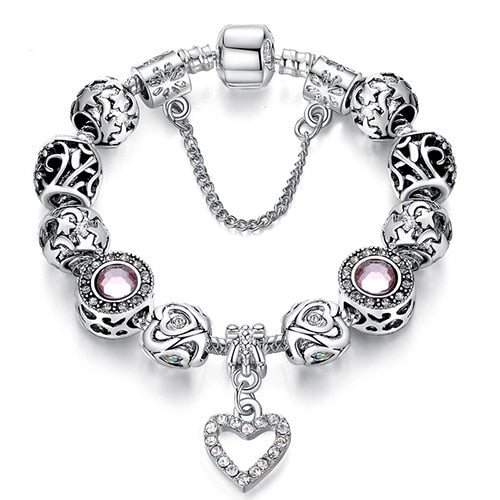 Luxury Brand Women Bracelet Silver Color Crystal Charm Bracelet for Women