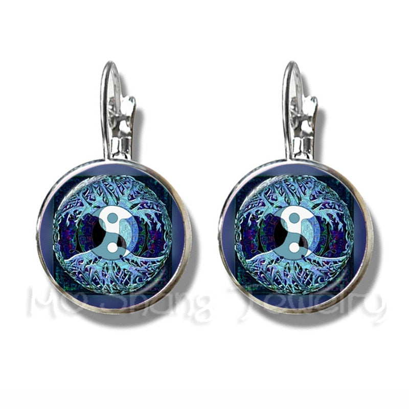 Tree of Life Glass Time Gem Earrings