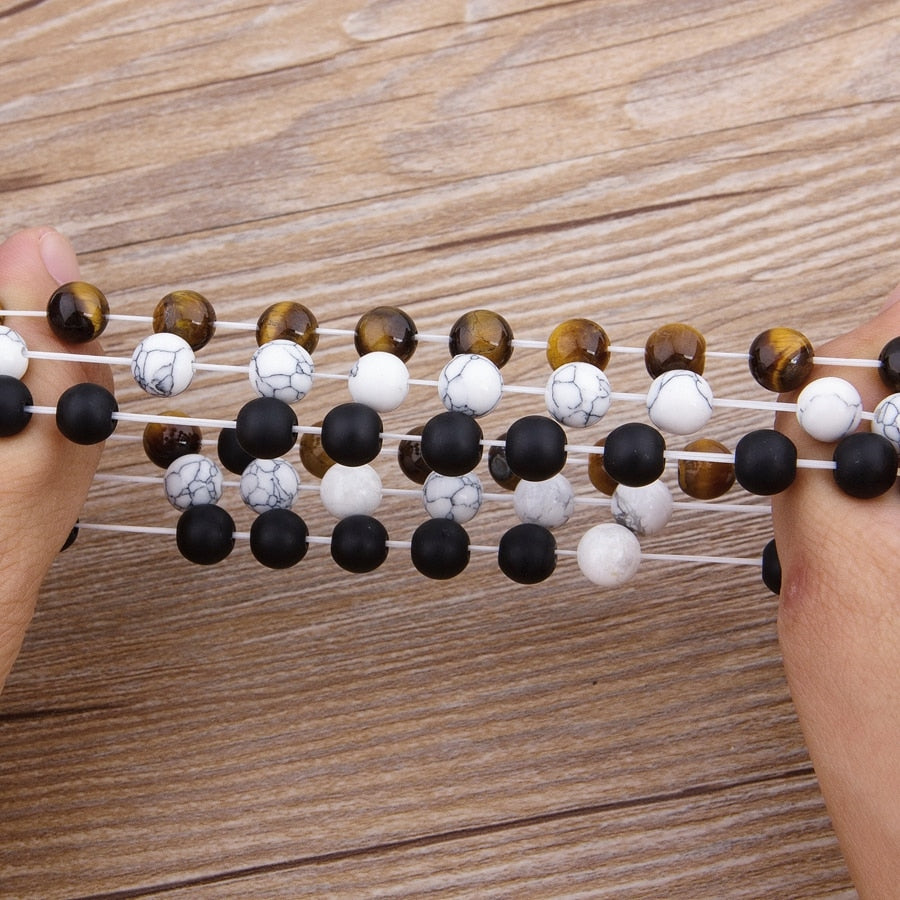 Couples Distance Bracelet Natural Stone Yoga Beaded Bracelet for Men Women