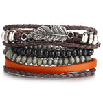 Leaf Feather Multilayer Leather Bracelet