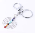 Reiki 7 Chakra Stones Keychain Tree of Life