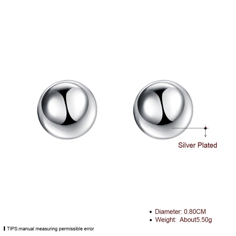 Round Smooth Solid Bead Ball Stud Earrings