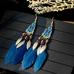 Bohemian Feather Tassel Earrings