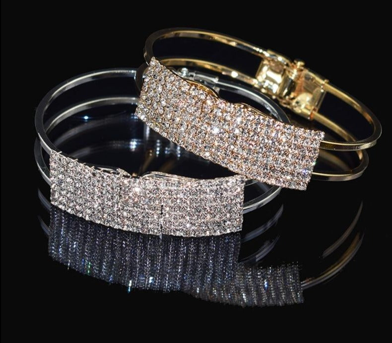 Crystal Cuff Bracelets for Women Gold Silver Plated Bracelet 
