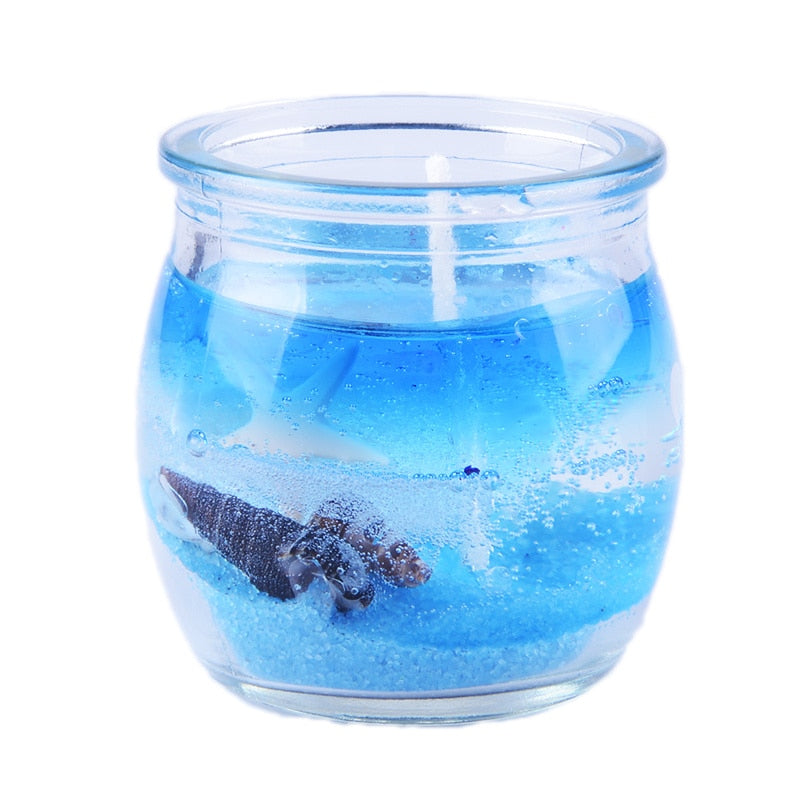 Marine jelly candle with glass jar