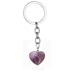 Natural Heart Stone Rose Quartz Keychain