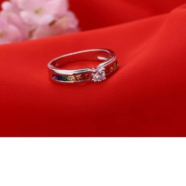 Colorized Crystal Women Wedding Rings