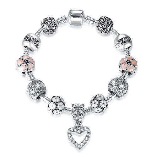 Luxury Brand Women Bracelet Silver Color Crystal Charm Bracelet for Women