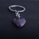 Natural Heart Stone Rose Quartz Keychain