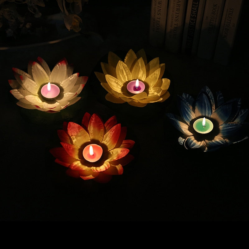 Romantic lotus lamps water floating candle light Crystal Candle Hub