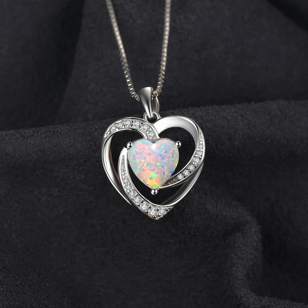 Heart Created Opal Pendant Necklace