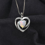 Heart Created Opal Pendant Necklace