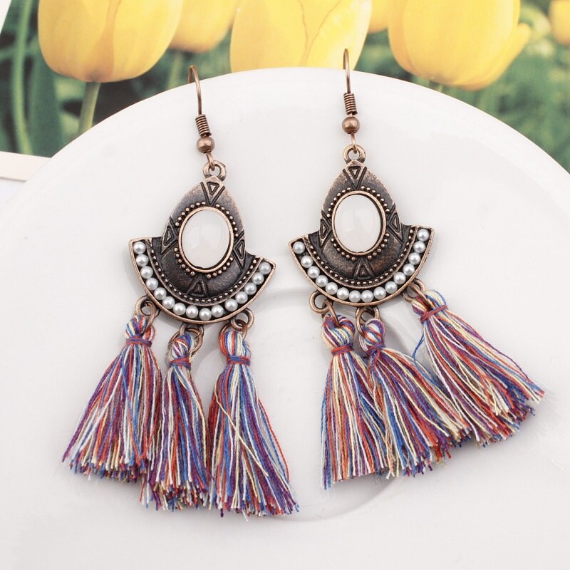 Tassel Earrings  Women Long Fringe Drop Earrings