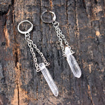 Raw Rainbow Quartz Crystal Drop Earrings
