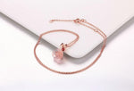 Rose Flower Natural Gemstone Rose Quartz Necklace