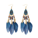 Bohemian Feather Tassel Earrings