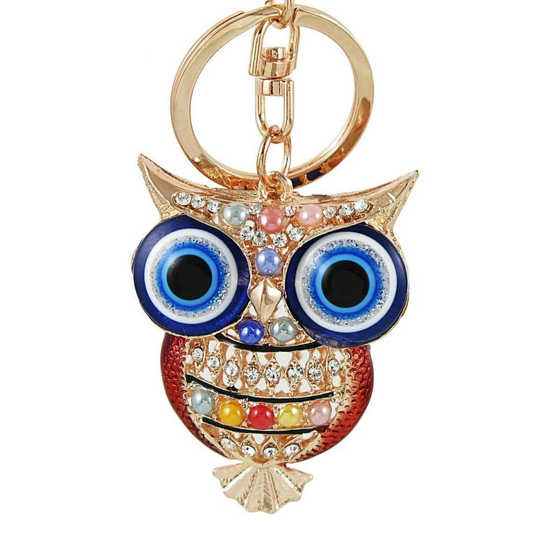 Evil Eye Owl Charm Keychain