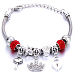 Antique Original Crown key lock Shape 6 colors Charm Bracelets