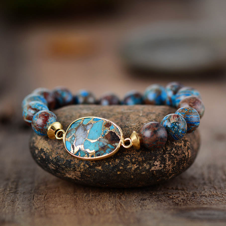 Bronzite Stone Tibetan Beads Women Stretchy Bracelets