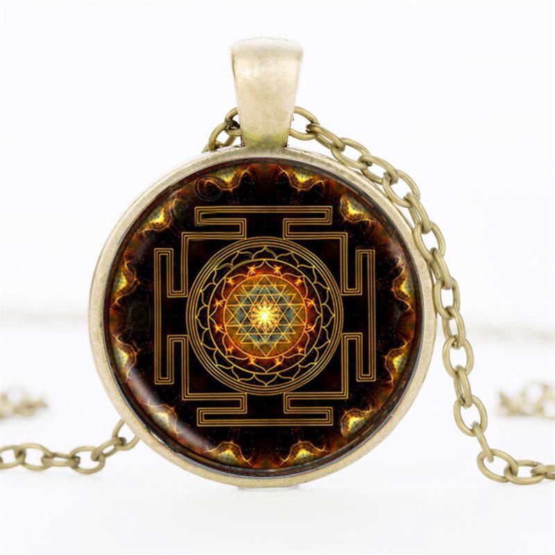 Chakra Spiritual Buddhist Sri Lanka Yantra Pendant Necklace