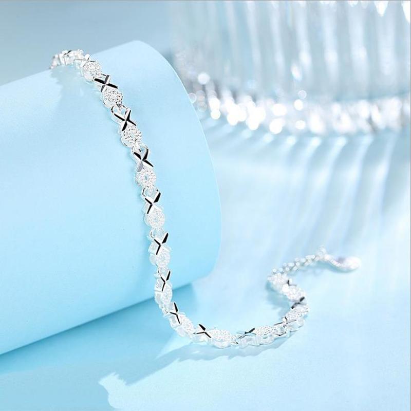 925 Sterling Silver Bracelets For Women Zircon Geometric Bracelet
