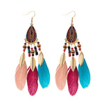 Bohemian Feather Tassel Earrings