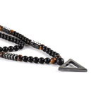 Men's Black Hematite Triangle Pendants Necklace