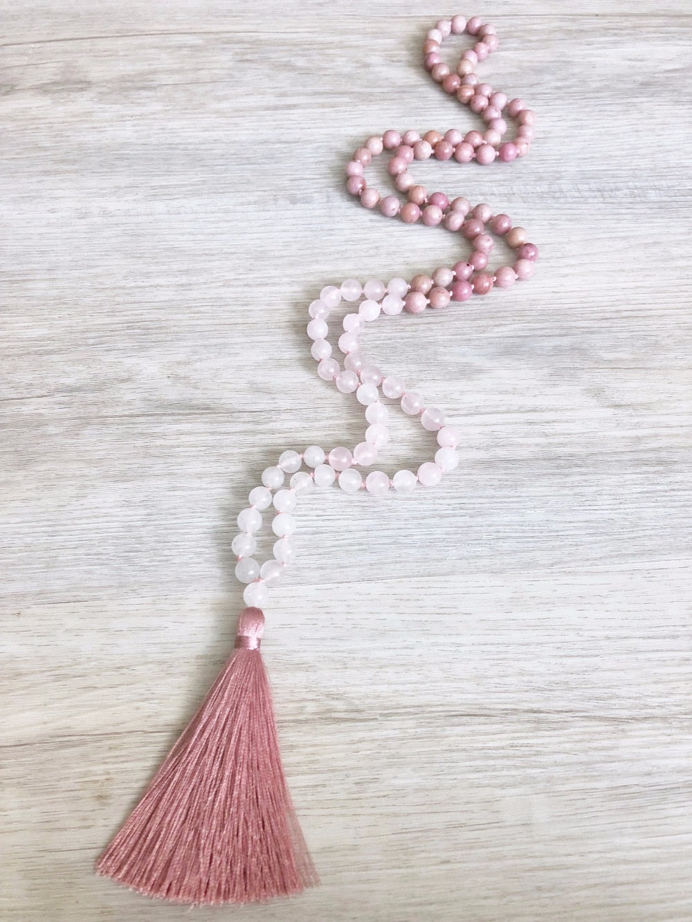 Rose Quartz Necklace 108 Mala Beads Necklace